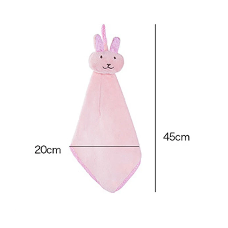 1PC 45x20cm Baby Hand Towel Cartoon Animal Rabbit Plush Pink Blue Color Kitchen Soft Hanging Bath Wipe Towel