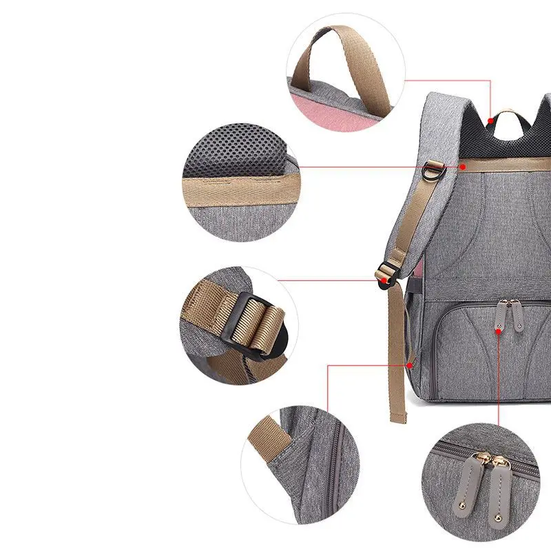 High Quality Waterproof Large Capacity Mom Maternity Travel Backpack Multifunction Baby Nursing Bag Practical Durable Diaper Bag