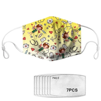 

WHEREISART Cartoon Colorful Design Women's Breathable Washable Masques Gradient Lovely Sketch Fog Mouth Face Maskes