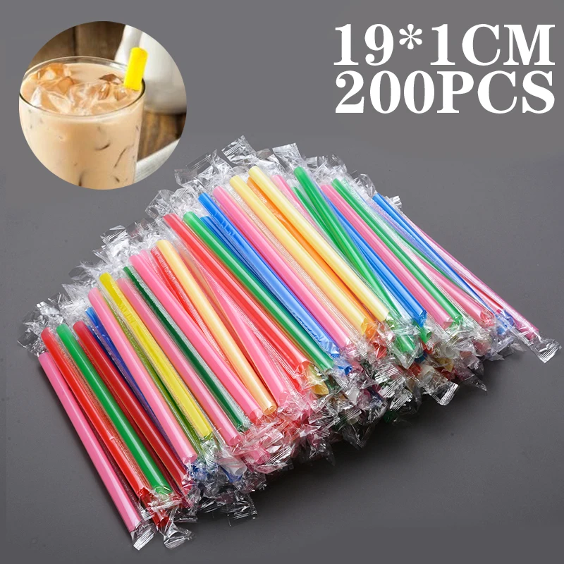 200pcs Colorful Drinking Plastic Thick Jumbo Straws For Party Milktea
