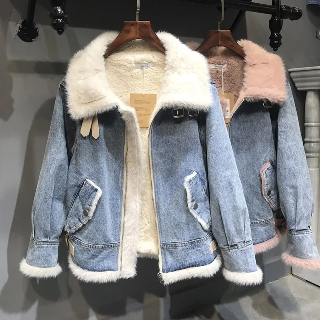 Outerwear Coats Fashion Women Winter Autume Cotton Thick Denim Jacket Windbreaker Coat Outwear Female Warm Jacket Tops M840