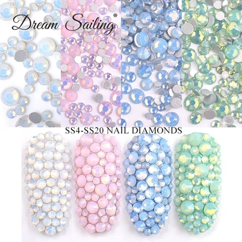 

Nails Art Rhinestone Nail Diamonds Mixed Size SS3-SS20 Blue/Green/Pink/White Opal 3D Crystal Flatback Glass Nail art Decoration