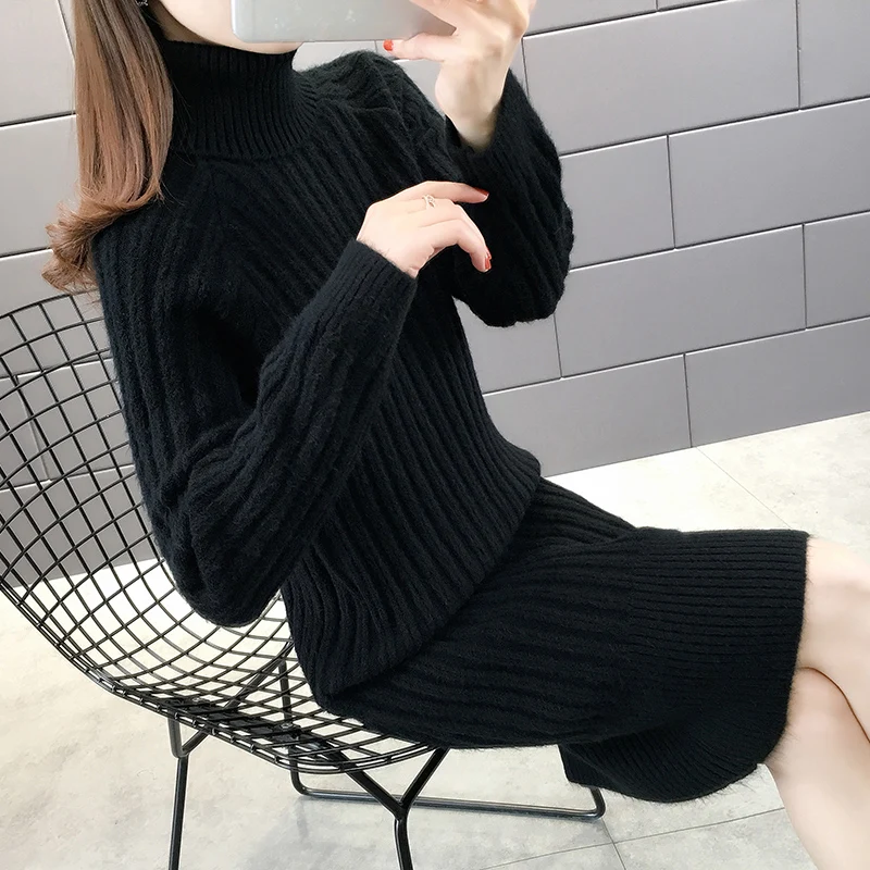 OHCLOTHING номер 153824, строке 2 предмета с принтом No. 7, средний] сделать Настоящее фото Новинка сплошной двумя отворотами, средней длины платье-пуловер 59