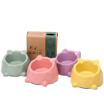

Dog Bowls Natural Bamboo Fiber Cat Food Bowl Anti-slip Cartoon Shape Cat Bowls High Quality Pet Feeders Feeding Food Water Bowls