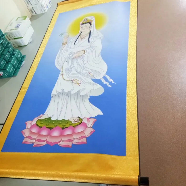 

Large Southeast Asia Home Temple WALL Decorative art Auspicious GOOD Luck Safety Guanyin Bodhisattva buddha FENG SHUI painting