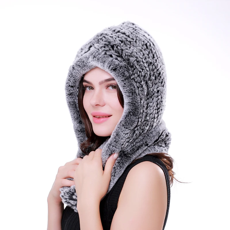 Женская шапка, новинка, меховая шапка из натурального кролика, шапка, шарф, зимняя теплая шапка из натурального меха с шейным шарфом из меха джиали