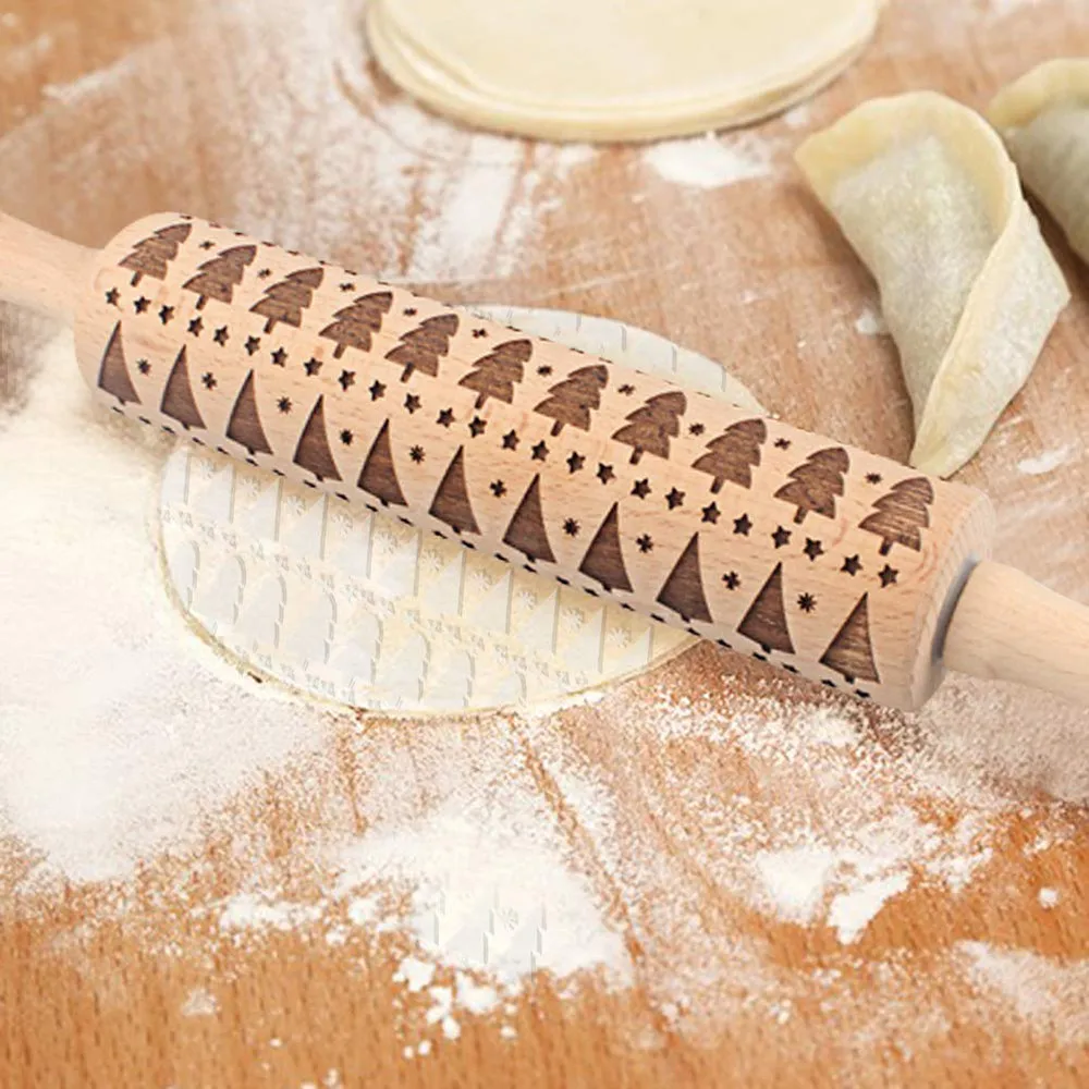 New Christmas Rolling Pin Engraved Rolling Pin Embossed Rolling Pin Patterned Roller