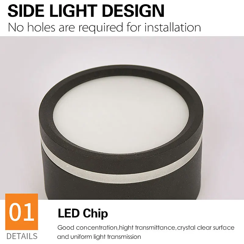 Surface Mounted Led Downlight 12W 15W 5W 7W 9W Side Guide Light lamp for ceiling spot lights 220V Ceiling Fixtures Lighting led downlight recessed ceiling spotlight