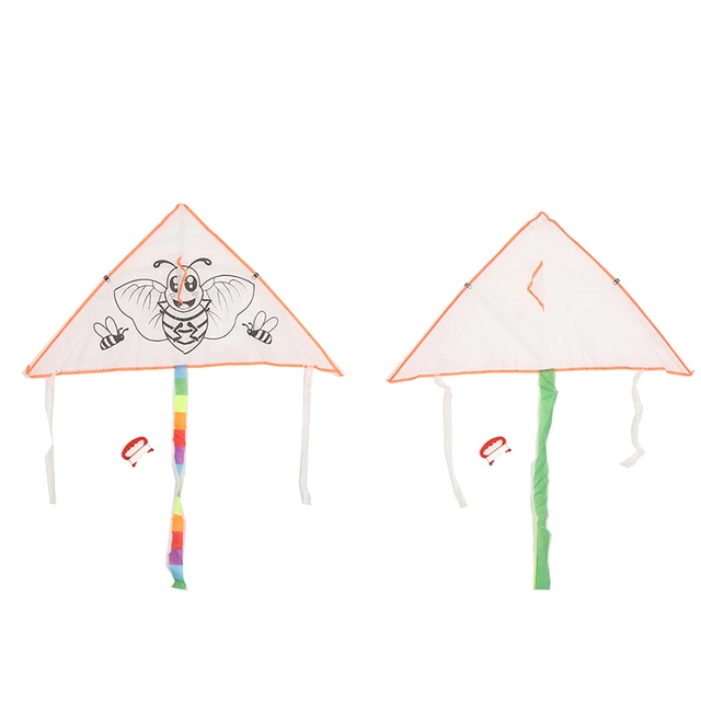 DIY Graffiti Kite Blank Triangle Kite Nylon Outdoor Kites Can Be Painted Flying Toys For Children Kids With 30m Lines 6