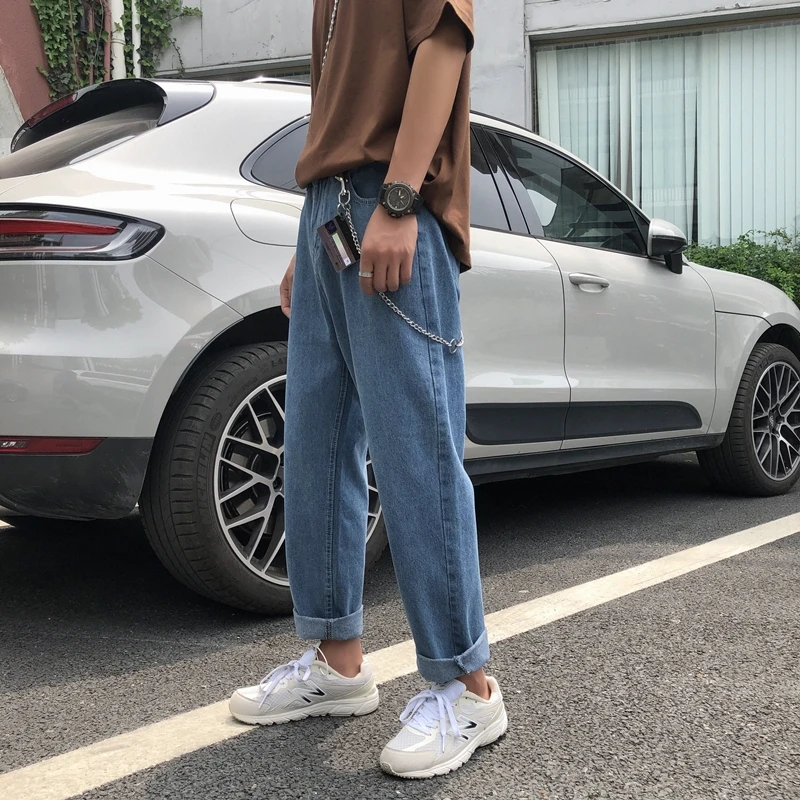 Джинсы мужские тонкие модные прямые джинсы широкие брюки свободного покроя