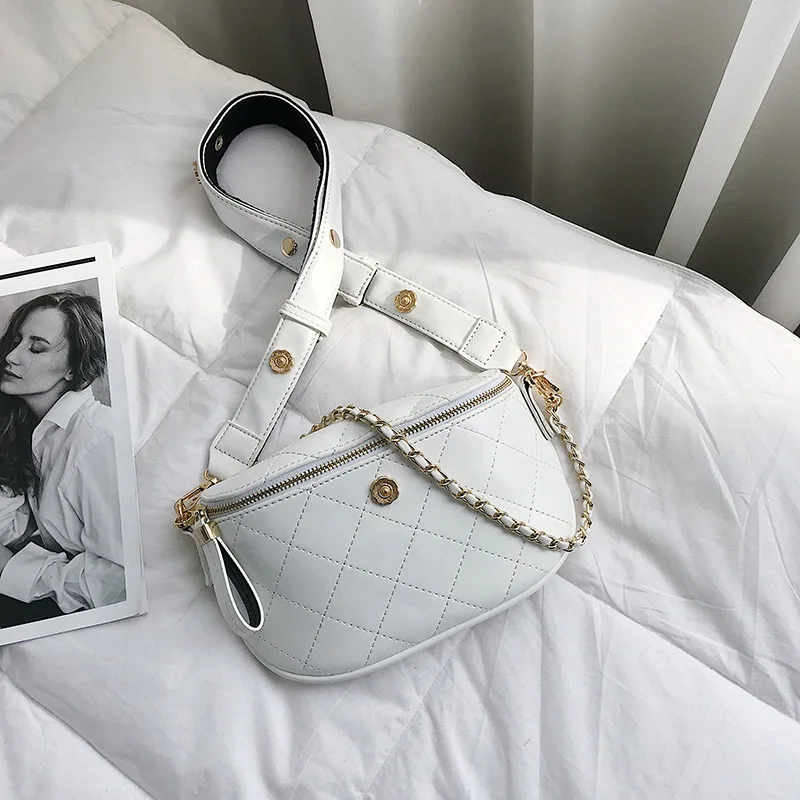 White waist bag Поясная Сумка для женщин из искусственной кожи, поясная сумка, Модный цветочный дизайн, нагрудные сумки, Повседневная Мини дорожная сумка с бананом, дамская сумочка для телефона - Цвет: White waist bag