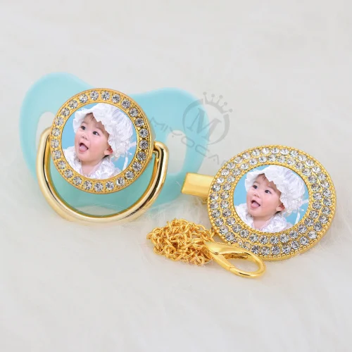 MIYOCAR на заказ любое имя фото Золотой bling соска и соска клип BPA бесплатно пустышка bling удивительный дизайн P-P - Цвет: P-7 -P 6-18M