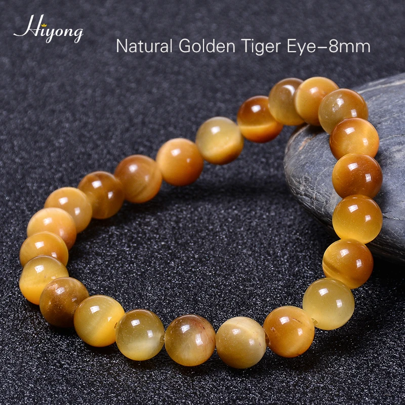Tiger Eye(8mm) HIYONG зеленый браслет из Тигрового Глаза Натуральный камень энергии бусины из лечебных камней Браслеты тигровый глаз из бисера браслет для Для мужчин Для женщин 6/8/10 мм - Окраска металла: Tiger Eye(8mm)