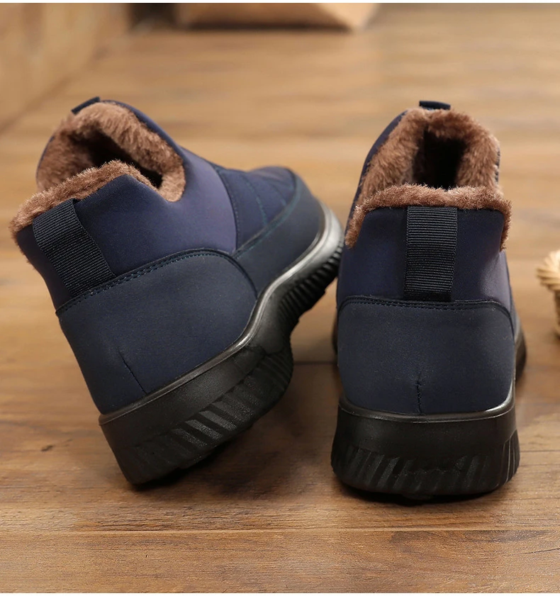 OUDINIAO/Теплые Зимние ботильоны; мужские плюшевые теплые зимние ботинки; зимняя обувь с круглым носком; Мужская обувь без шнуровки