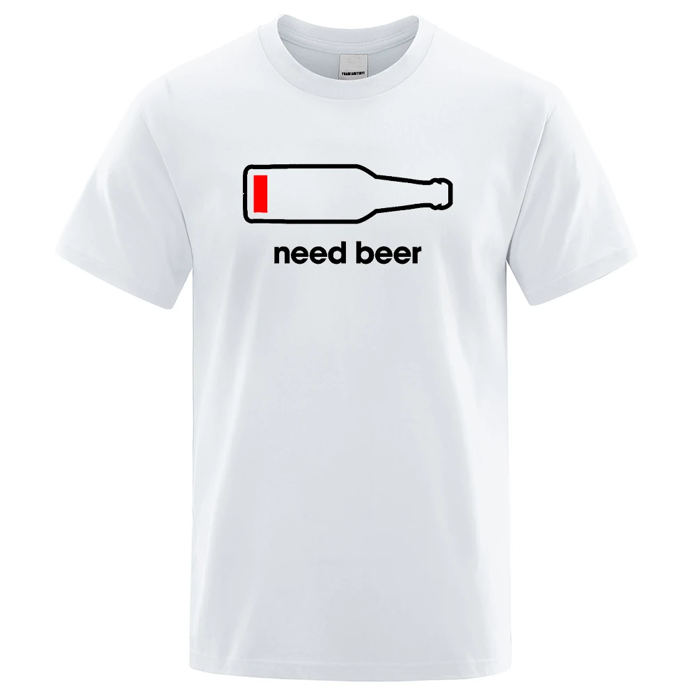 Need Beer Style Printing Miesten T-paita Löysät Puuvillavaatteet O-kaula-aukkoinen Hengittävä Kesä Lyhythihainen Hip Hop Street T-paita_voghion.com