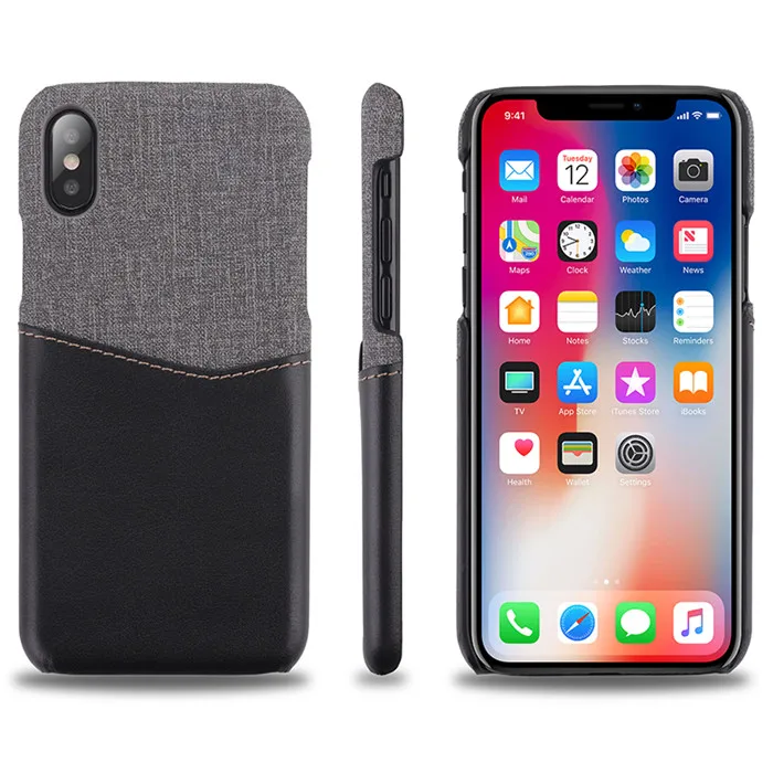 Чехол-кошелек для IPhone Xs Max XR X 8 7 6 6s Plus из мягкой ткани+ премиум-полиуретановый кожаный чехол для карт с отделением для кредитных карт Etui - Цвет: Черный