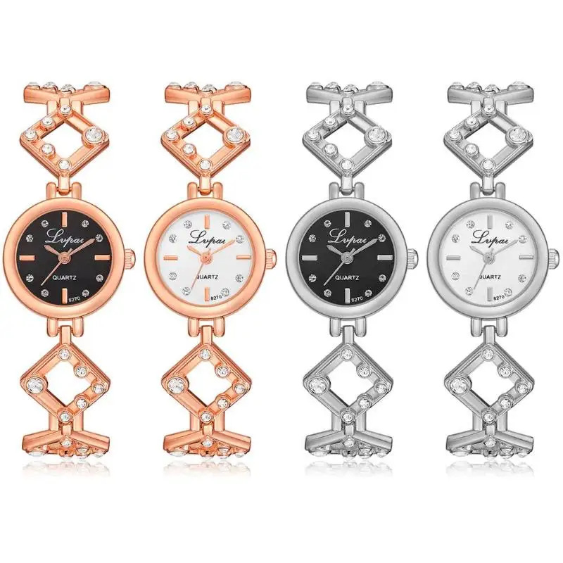 

Fashion Women Watch Metal Strap Rhinestone Set in Drill Trend Popular Temperament Leisure Quartz Analog Wristwatch Gift