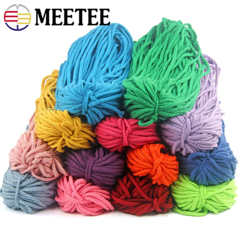 Meetee 40meters 5mm Colorful Eight-strand Cotton Rope Twisted Cord Woven Thread String Home DIY Decoration Crafts AP276 | Дом и сад