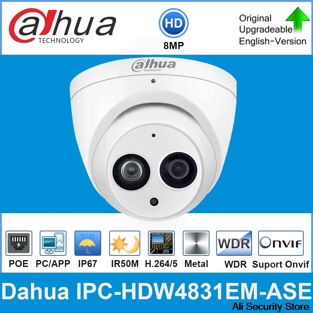 

Dahua IPC-HDW4831EM-ASE Original 8MP Dome IP Camera H.265 WDR With Mic 50m IP67 IR SD Card Slot POE DH-IPC-HDW4831EM-ASE