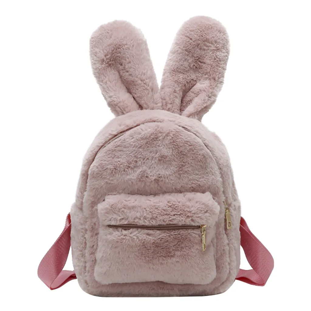 Aelicy женские маленькие рюкзаки Мини милая плюшевая сумка на плечо с заячьими ушками для девочек дорожный плюшевый рюкзак для детей Mochila - Цвет: PK