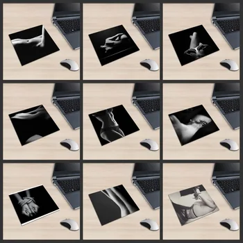 

XGZ Laptop Black Square Mouse Pad Sexy Woman Big Chest Hip PC Cushion Perfect Muscle Line Smooth Skin Rubber Non-slip Universal