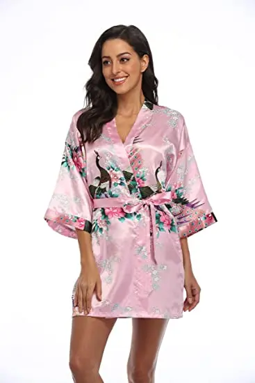 2015 Silk Kimono Robe Bathrobe Women Satin Robe Longue Femme For Women Night Sexy Robes Night Grow For Bridesmaid Summer