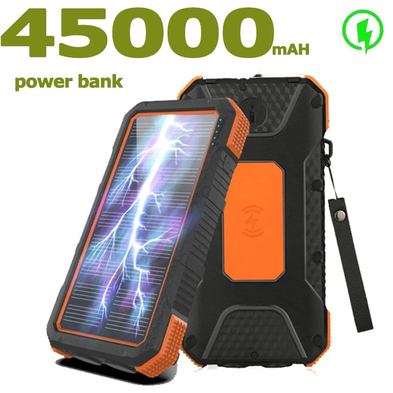 45000 мАч Солнечный внешний аккумулятор большой емкости портативный 3USB для