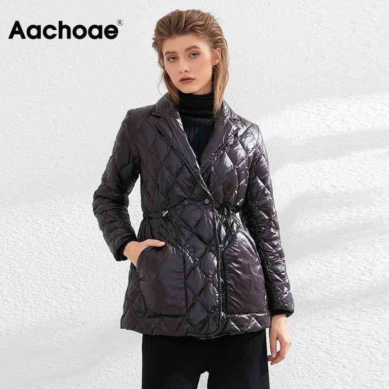 Aachoae Elegant White Duck Down Women Solid Double