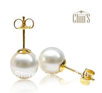 free shipping TOP QUALITY!AAA 7-7.5MM JAPANESE AKOYA PEARL 18K GOLD EARRING!LOVELY | Украшения и аксессуары