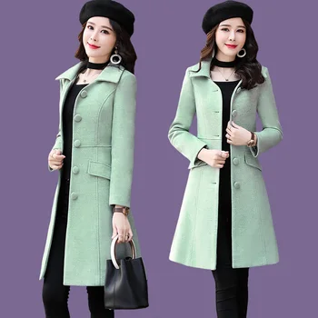 

Winter Women's Jacket 2020 Fashion New Brand Belt belt Slim Women Long Wool Overcoat Solid Casual Female Warm Coats High Quality