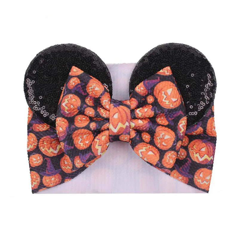10 шт./lot5'' обруч Sequin головная повязка в виде чалмы детская блестящая Минни ободок с мышиными ушками для девочек эластичные аксессуары для волос и головы Обёрточная бумага