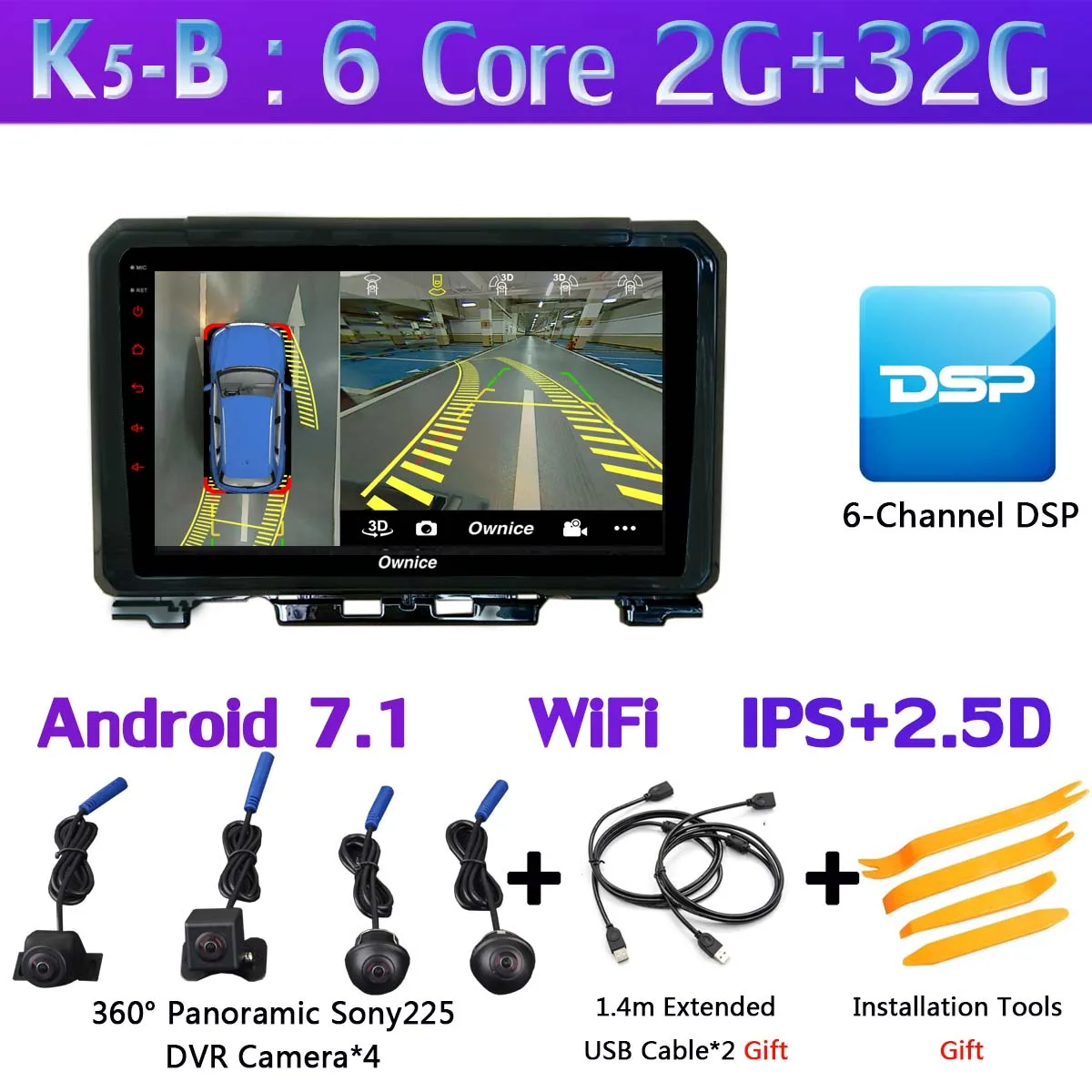 K5-B 360 ° панорамный 4G LTE+ WiFi Android 9,0 8Core 4+ 64G Автомобильный мультимедийный плеер CarPlay Android Авто DSP gps радио для Suzuki Jimny - Цвет: K5-B