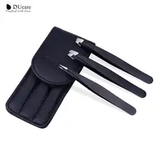 

DUcare 3pcs Eyebrow Tweezer Stainless Steel Point Tip/Slant Tip/Flat Tip Eye Brow Clips Removal Makeup Tools With Black Bag Case