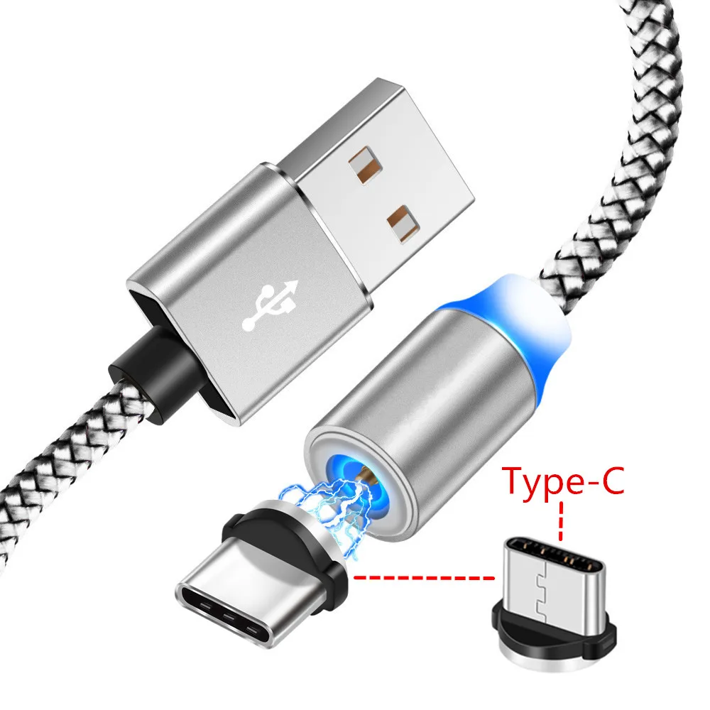 Магнитное USB QC 3,0 быстрое зарядное устройство OnePlus 7 Pro 5T Honor 20 10 9 type C Магнитный зарядный провод для samsung S10 S9 A9 A8 A70 A20E - Тип штекера: Only White 1M Cable
