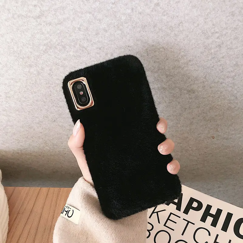D LOVERONY роскошный теплый плюшевый милый чехол для телефона s для iPhone XS MAX XR X, однотонный чехол для iPhone 7, 8, 6S Plus, защитный чехол - Цвет: D