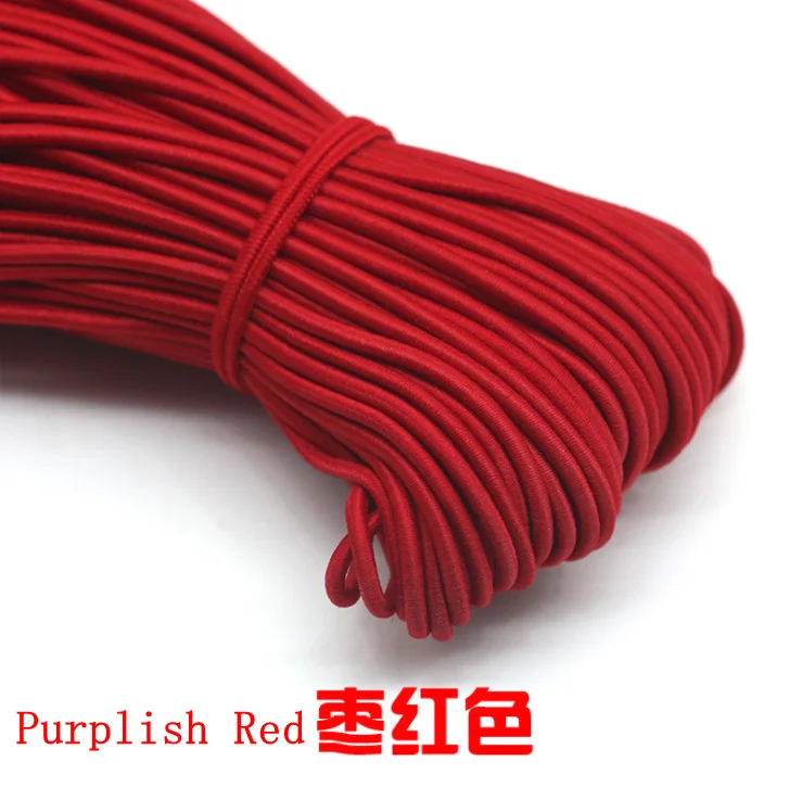 Purplish Red 5 м/лот 24 цвета высокого качества; 3 мм цветной круглая эластичная повязка резиновая эластичная ювелирные изделия из веревки плетеный браслет на открытом воздухе веревка E-2 - Цвет: Purplish Red