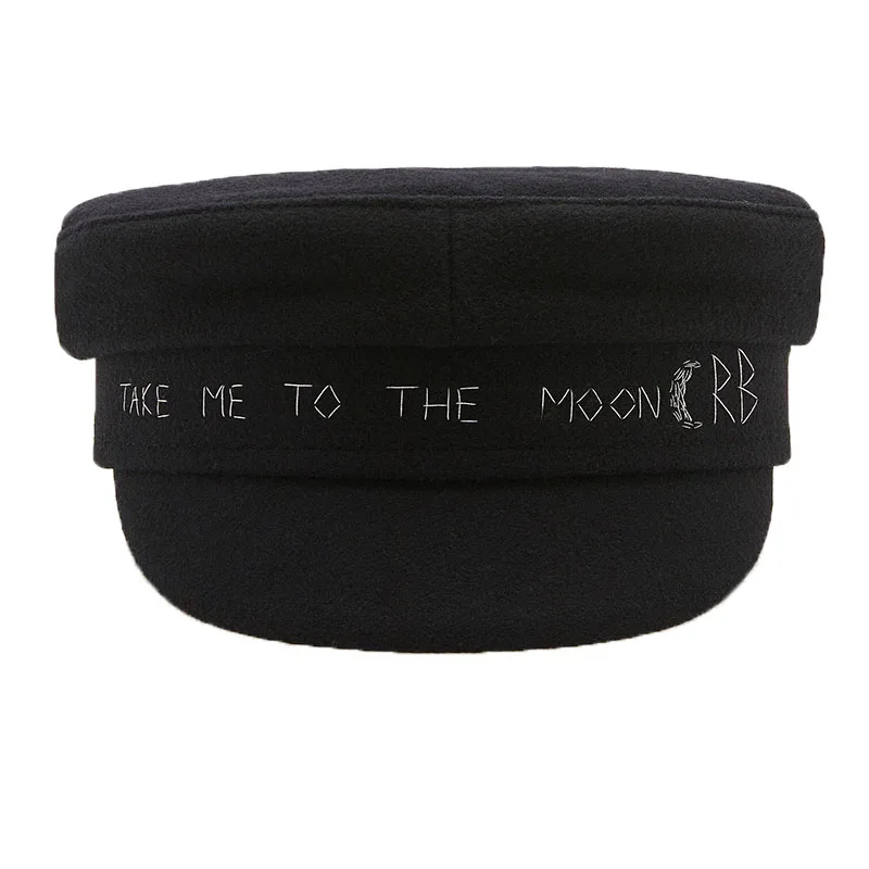 Winter Women Newsboy Caps Flat letter Militray Caps British Vintage Visor cap cotton newsboy cap,windproof winter hat