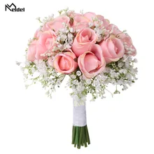 Свадебный букет шелковых цветок белый розовый романтические Искусственные розы Букет невесты свадебные цветы Свадебный букет для невесты
