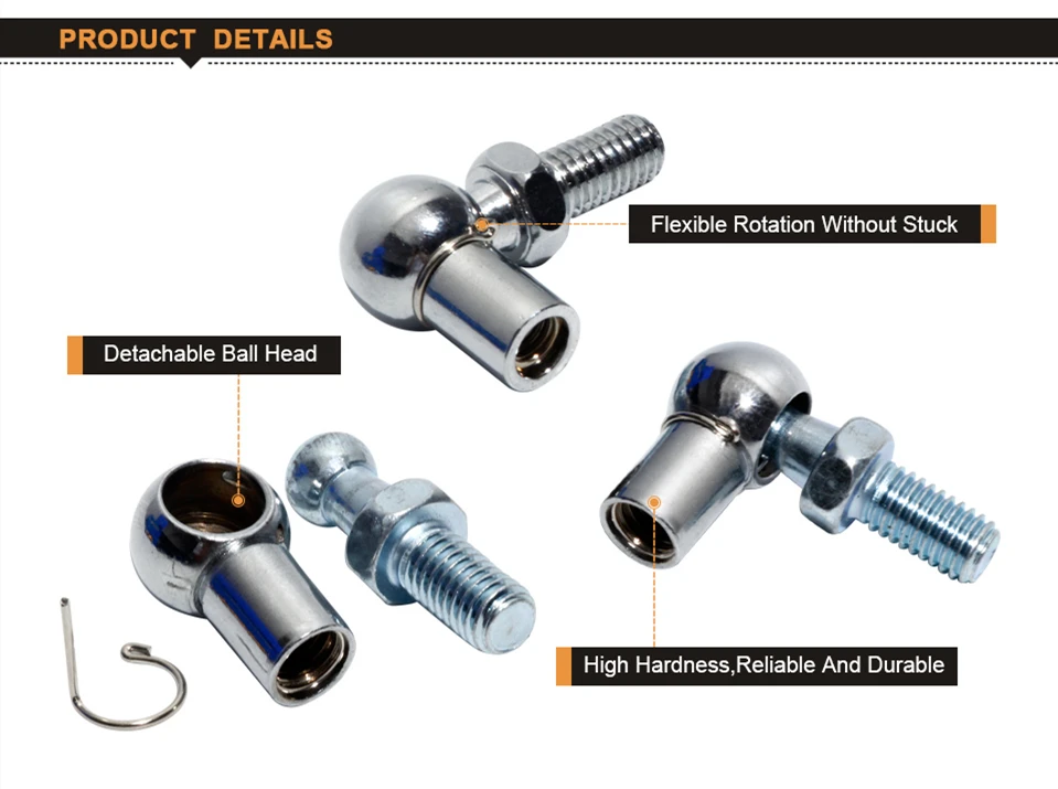 2 шт. 6 мм/8 мм Внутренняя резьба Диаметр шаровой шарнир Серебряный тон газовый пружинный поршень стержень ушко разъем 8 мм Наружная резьба Диаметр