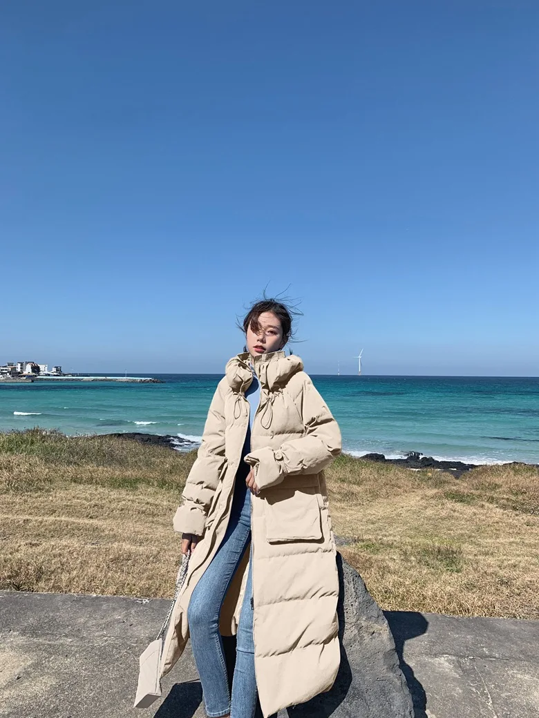 Cotton Coat Winter New Style Korean-style WOMEN'S Wear Retro CHIC Wind over-the-Knee Long hua bao ling Cotton-padded Jacket