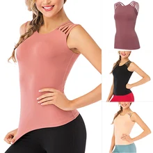 Женская футболка для йоги с вырезами на плечах Быстросохнущий Спортивный жилет майка без рукавов YA88