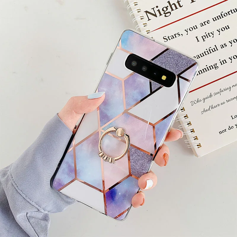 Marble Pattern Finger Ring Phone Case For Samsung Galaxy S20 Ultra S20 S10 S8 S9 Plus S10E Note 8 9 10 A10 Soft Case funda Coque