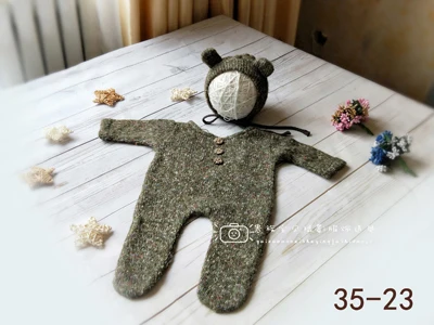 Set M Baby Boy Girl fotoshooting Costume Newborn Photography Props Baby Photoshoot Cartoon Bear Hat+Rompers Outfits Clothes fotografia Accessories - Цвет: Set M