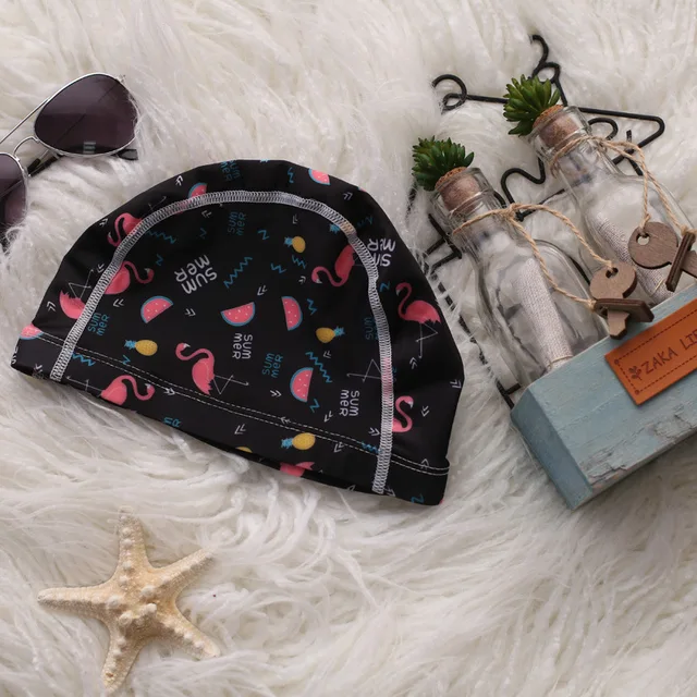 Flower Print Fabric Swimming Cap Swiming Pool Protect Long Hair Ears Hat Swim Bathing Hats Caps for Women Men Adults Ladies Hat 08