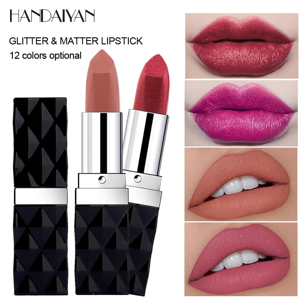 

1pcs New Professional Lips Makeup Waterproof Shimmer Long Lasting Metal&matte Lipstick Luxury Makeup Cosmetic Drop Free TSLM1
