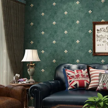 

Country Pastoral Green Non woven Wallpaper Retro European Style 3D Flower Bedroom Living Room TV Background Wall Paper Art Decor