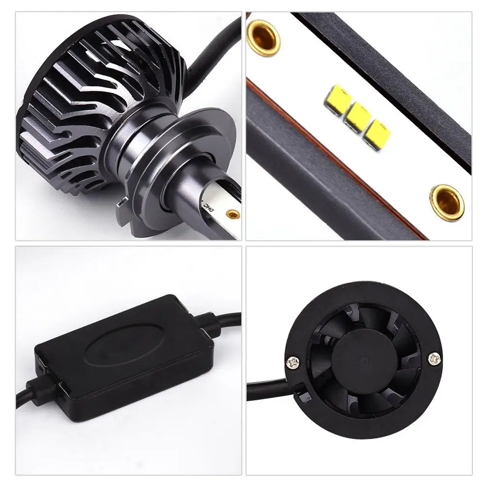 2шт. h1 h3 h4 h7 h11 9005 9006 led 12v 6500k ZES Авто светодиодные фары авто автоматическая лампа
