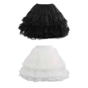 

Women Floral Lace Short Petticoat Lolita Cosplay Underskirt Hoopless Crinoline E15E