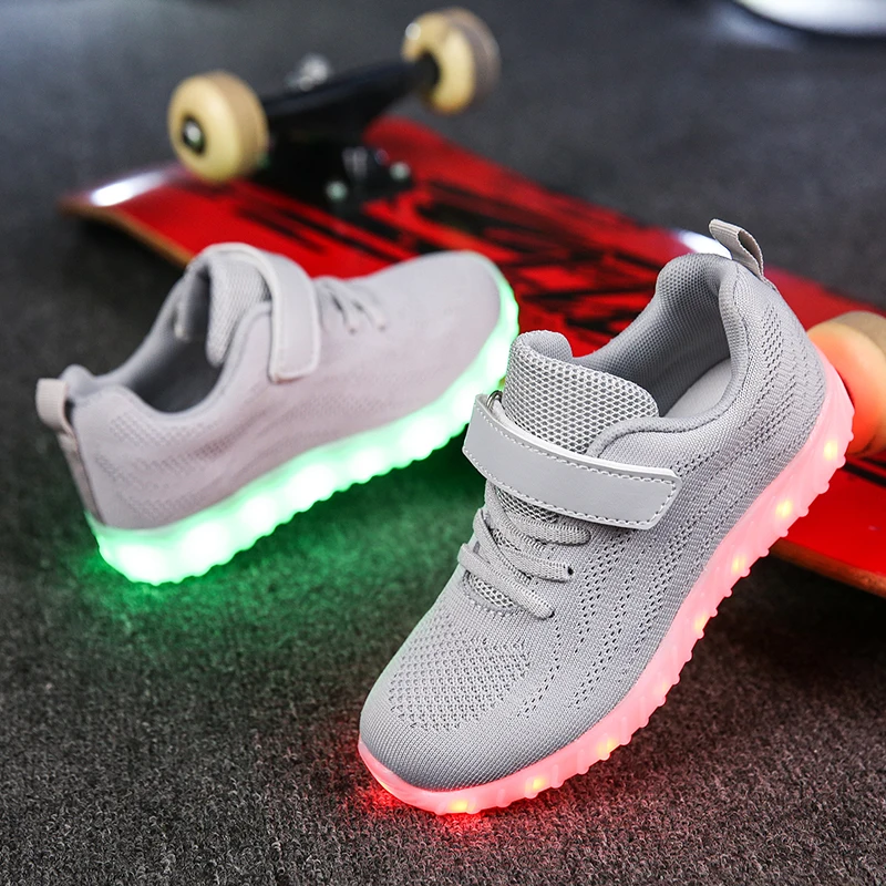 Size 25-37 USB Charging Basket Led Children Shoes With Light Up Kids Casual Boys&Girls Luminous Sneakers Glowing Shoe