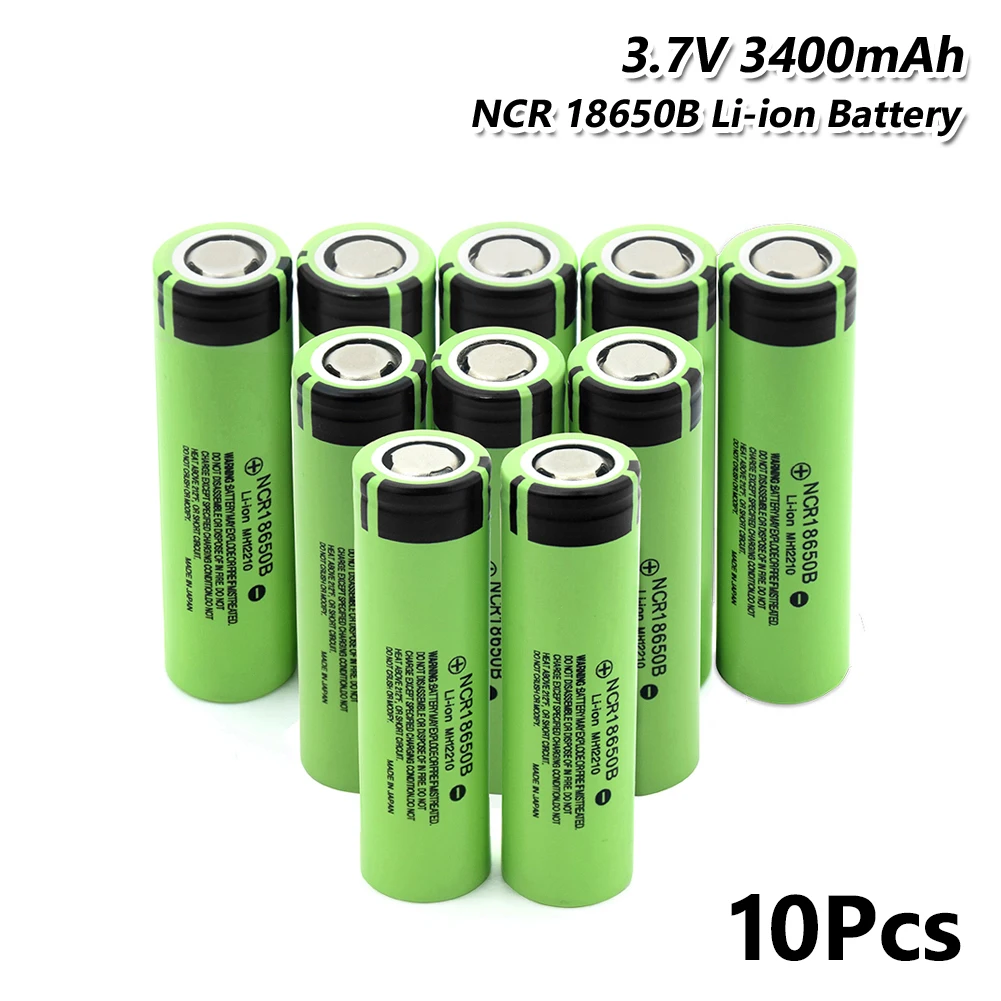 Panasonic 18650 аккумуляторная батарея 3400mah 3,7 v литиевая 3400MAh bateria NCR 18650B pilas лазерная ручка светодиодный фонарик для ноутбука - Цвет: 10 pcs